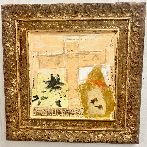 Mixed Media Cross Painting on Antique Tin Panel